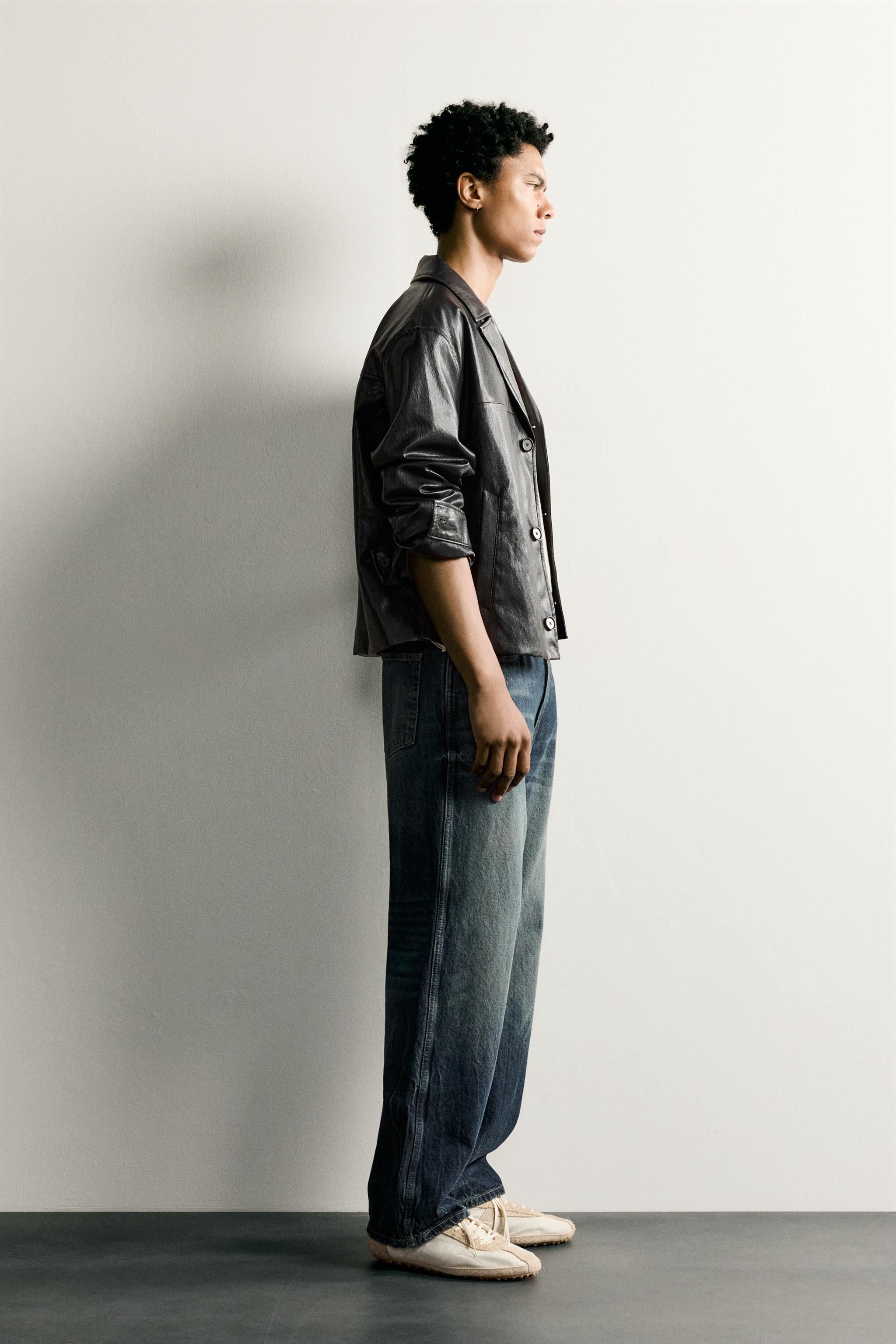 CROPPED FAUX LEATHER JACKET